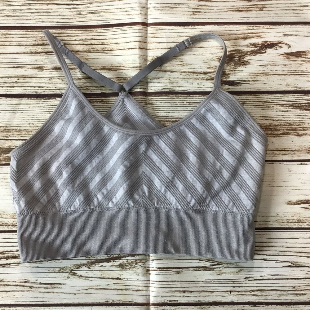 Unknown Brand Gray Ribbed Athletic Sport Bra